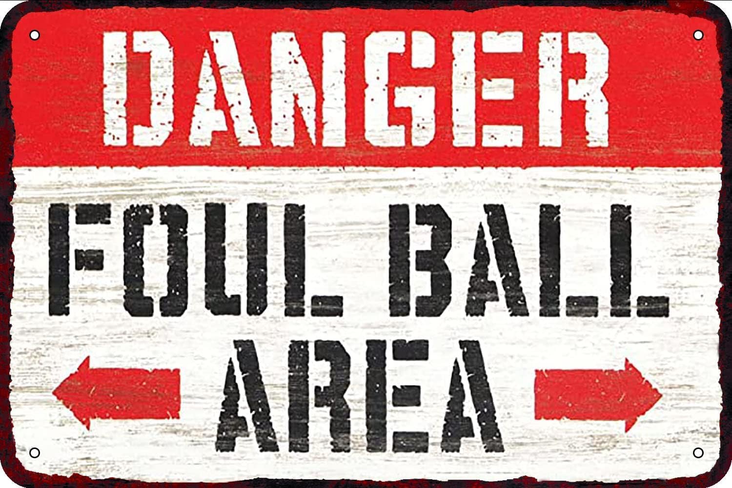 Home Bar Word - Danger Foul Ball Area Vintage Metal