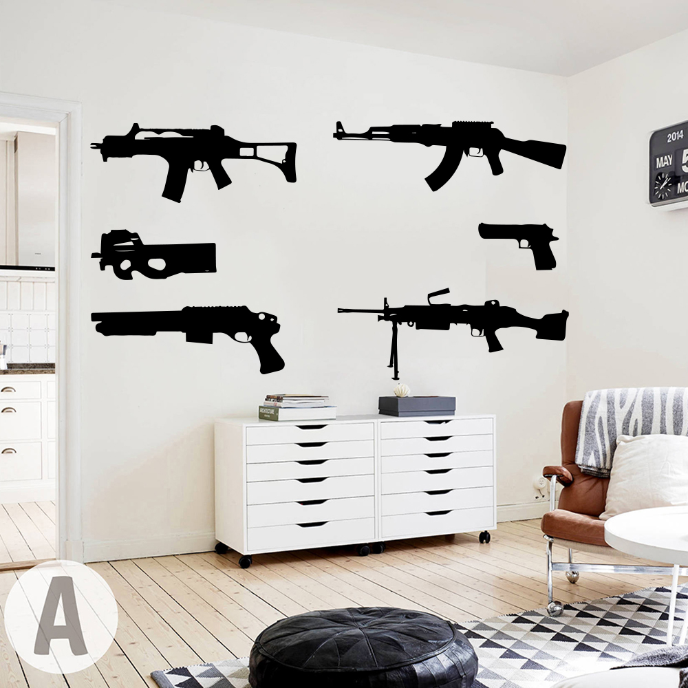 Smoking Gun Kit - Set Of 6 Guns Wall Decal