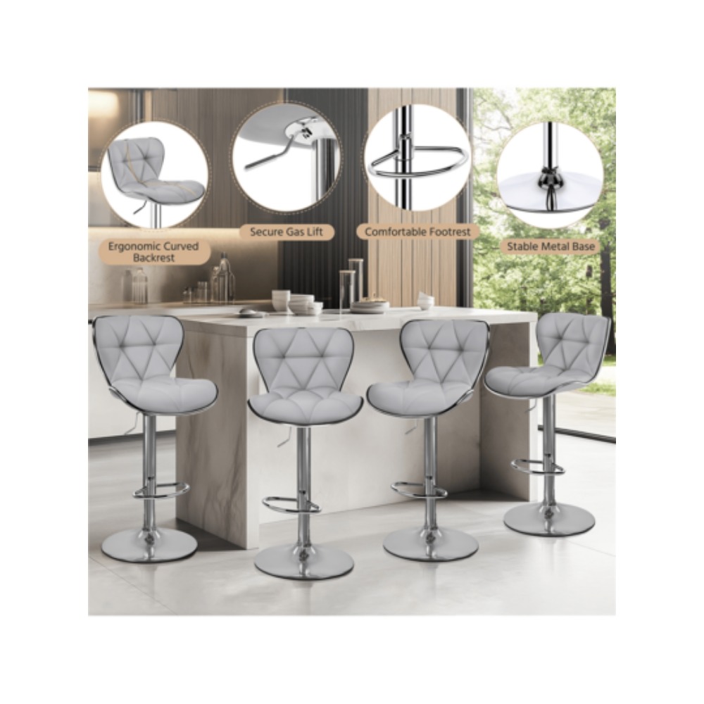 Home Bar Stools - 2 Pack Adjustable Height Bar Stools