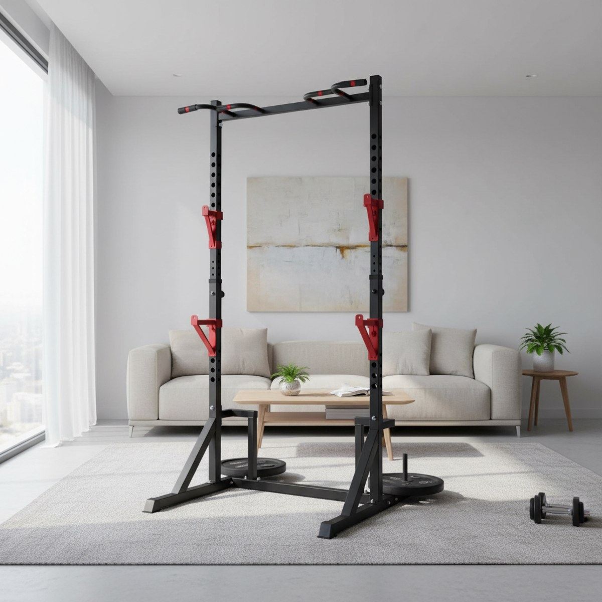 Adjustable Power Rack with Pul - Home Bar And Gym ulasan dan harga