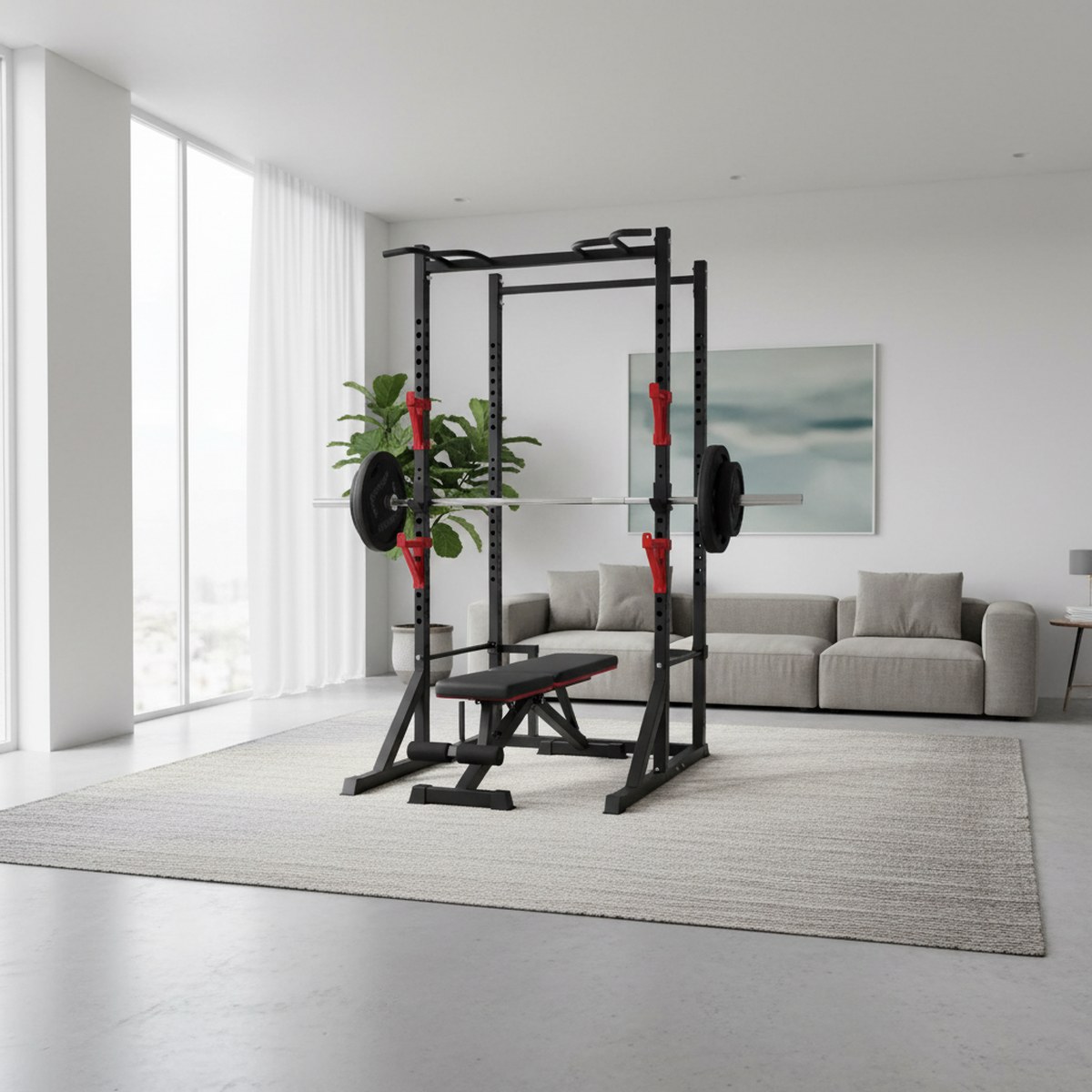 Adjustable Power Rack with Pul - Home Bar And Gym ulasan dan harga
