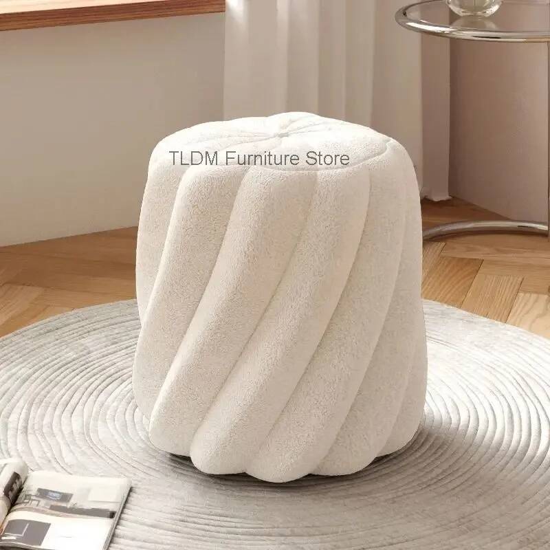 Lamb Wool Pleated Round Stool  - Home Barcelona ulasan dan harga