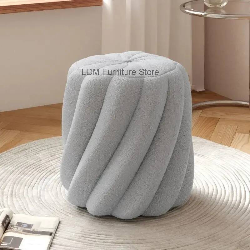 Lamb Wool Pleated Round Stool  - Home Barcelona ulasan dan harga