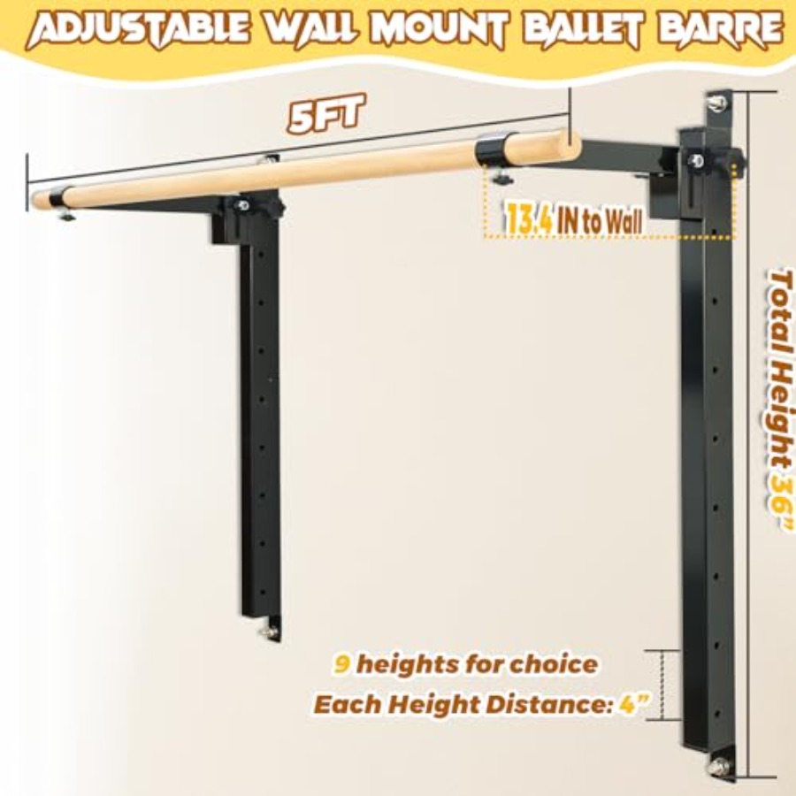 Wall Mounted Ballet Barre 4ft  - Home Bar And Gym ulasan dan harga