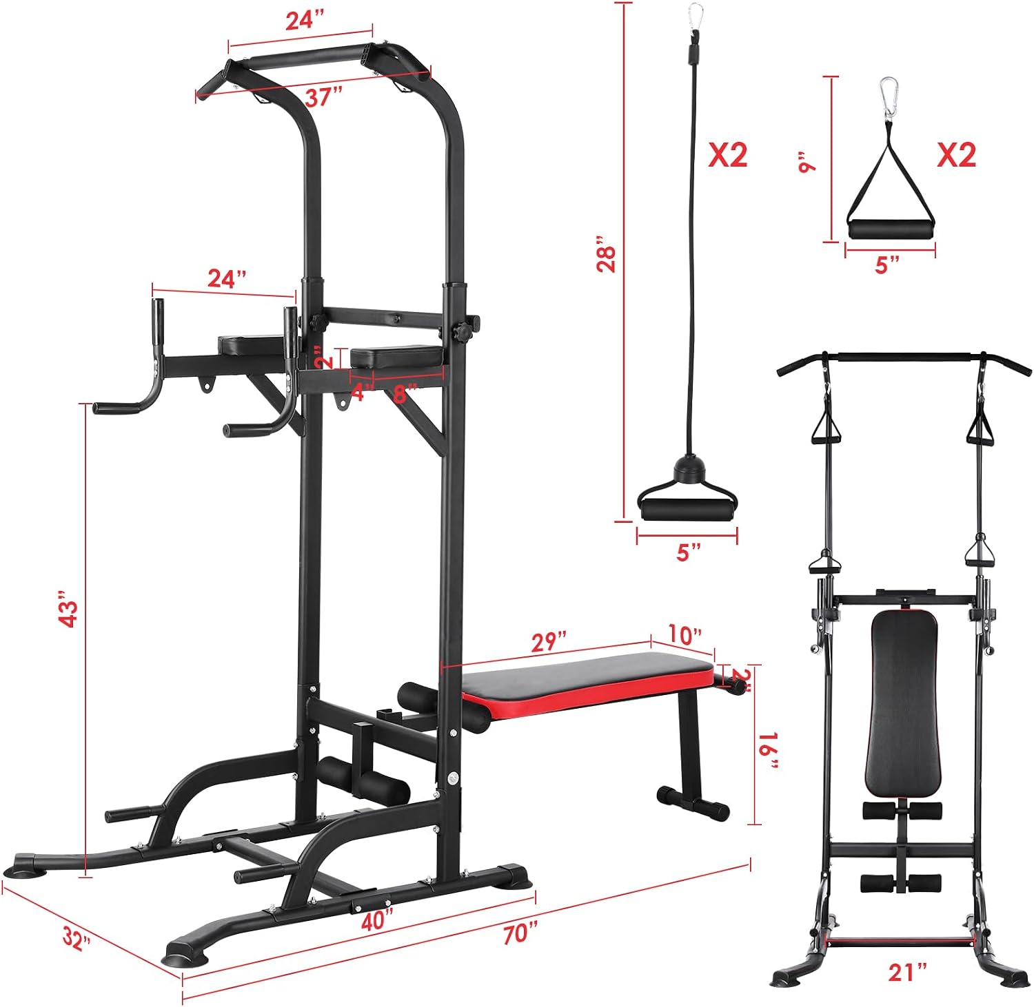 Power Tower with Bench, Pull U - Home Bar And Gym ulasan dan harga