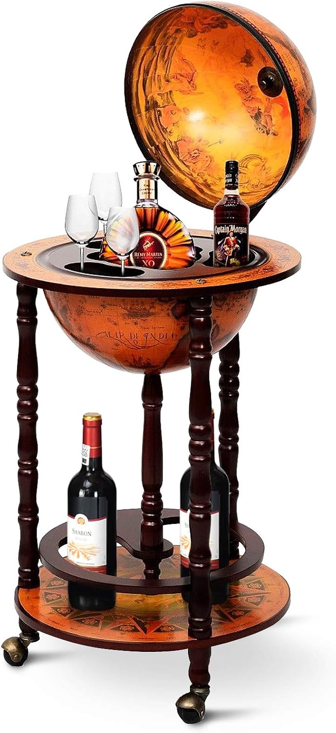 Globe Bar Cart Liquor Bar Cabi - Home Bar Shelves ulasan dan harga