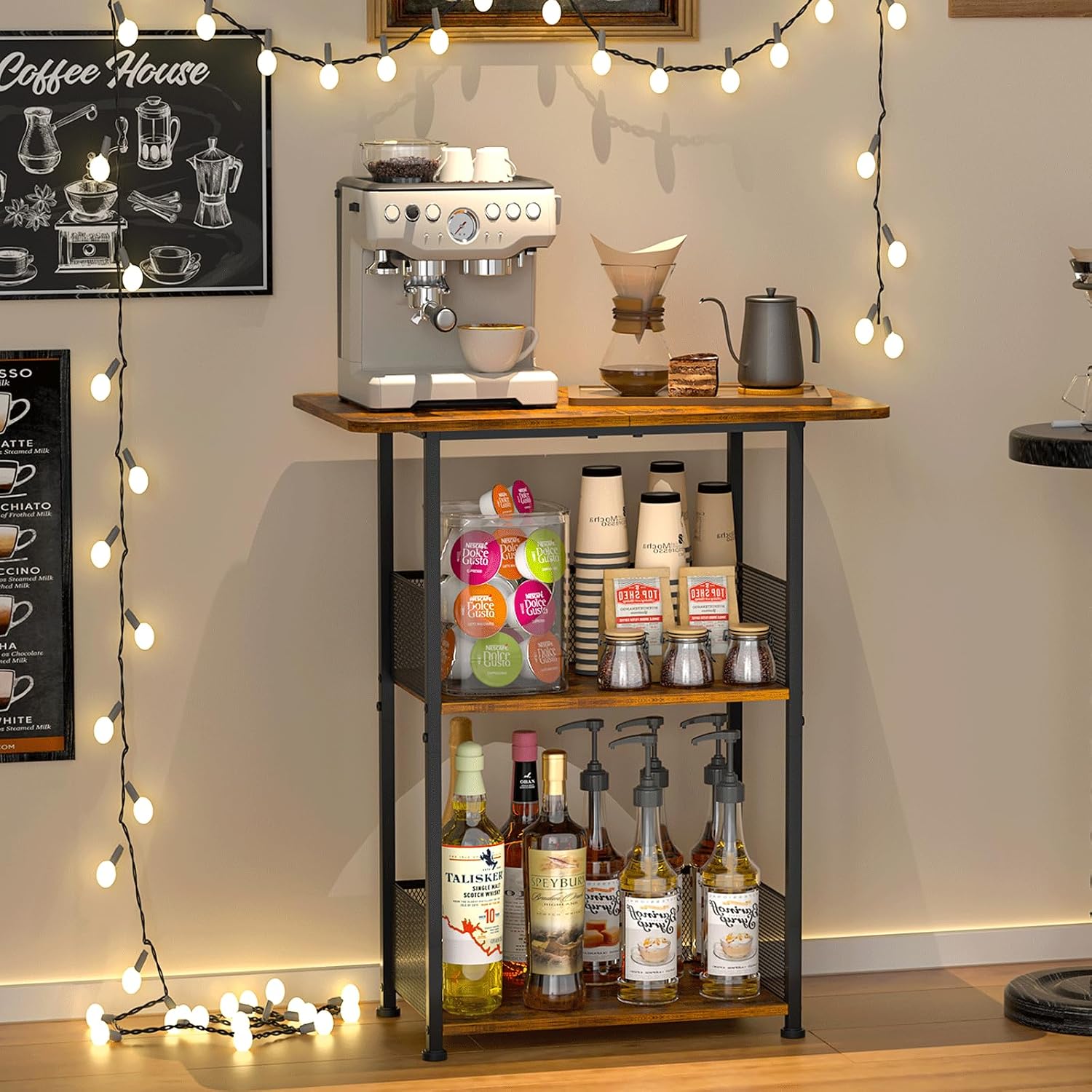 Mini Floor Standing Coffee Bar - Home Bar Shelves ulasan dan harga