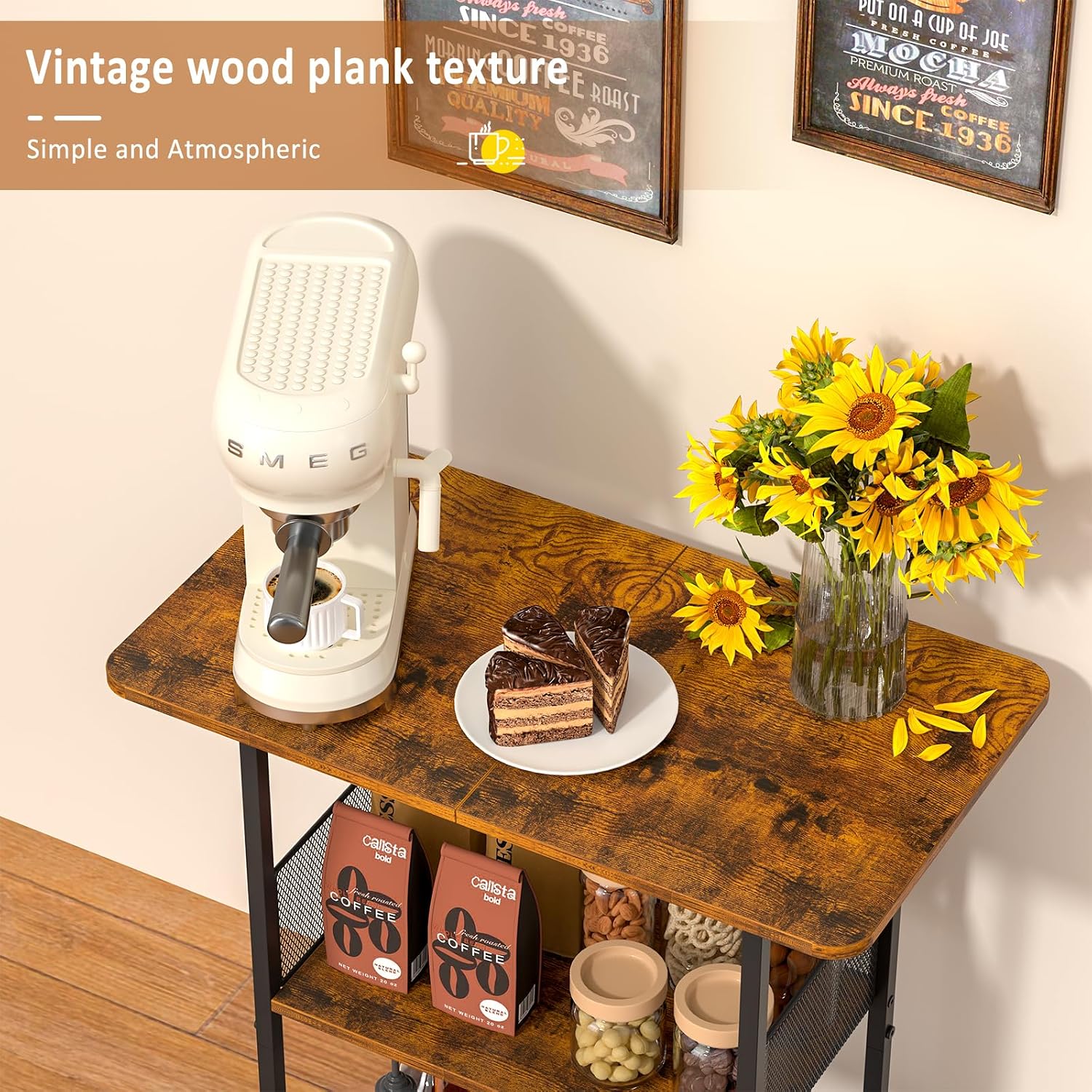 Mini Floor Standing Coffee Bar - Home Bar Shelves ulasan dan harga