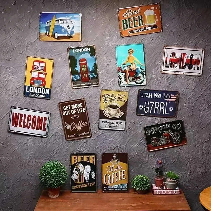 Vintage Iron Wall Sign Flat Me - Home Bar Word ulasan dan harga
