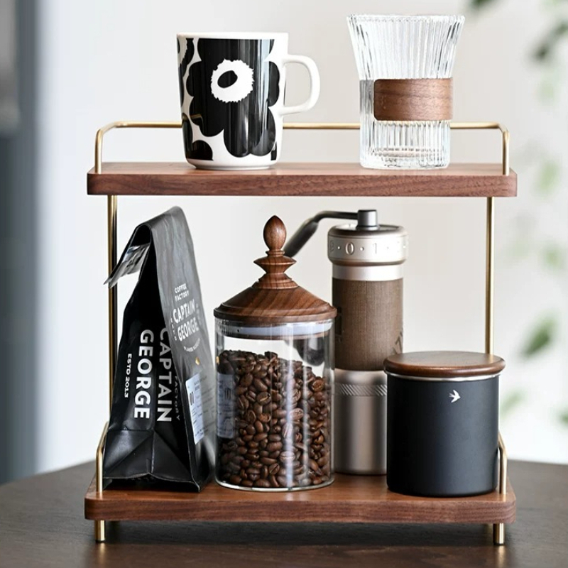 Black Walnut 2 Layers Cup Orga - Home Bar Shelves ulasan dan harga