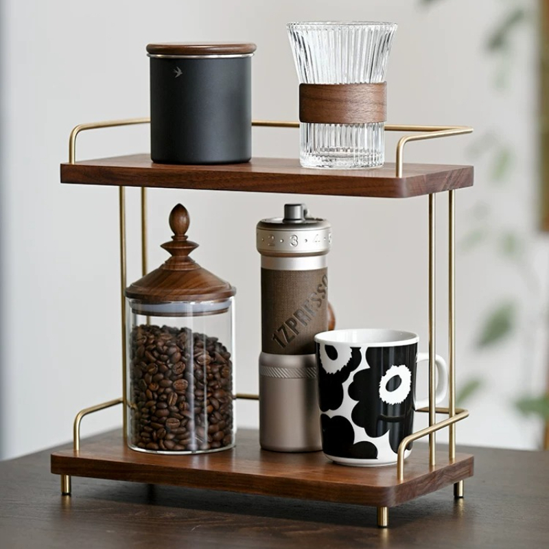 Black Walnut 2 Layers Cup Orga - Home Bar Shelves ulasan dan harga
