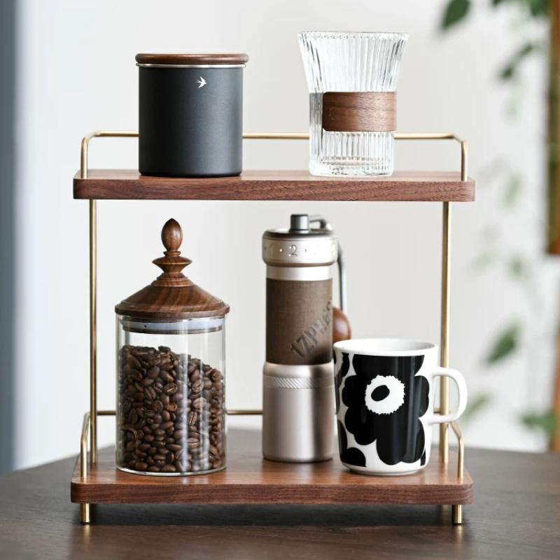 Black Walnut 2 Layers Cup Orga - Home Bar Shelves ulasan dan harga
