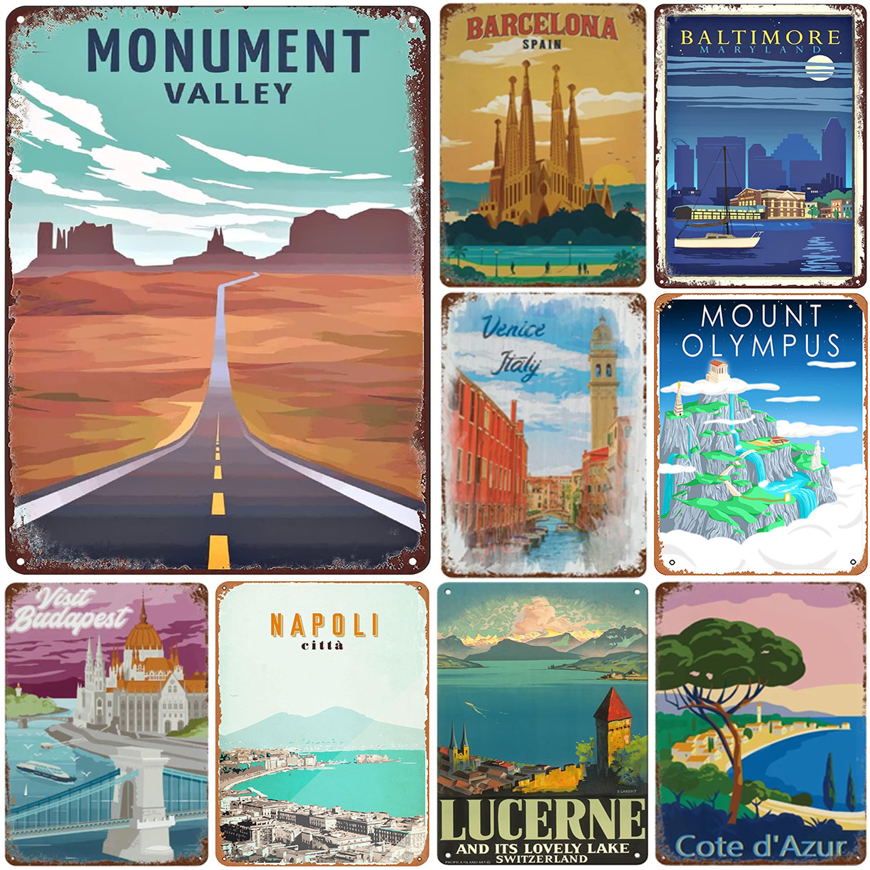 Vintage Travel Metal Sign Retr - Home Barcelona ulasan dan harga